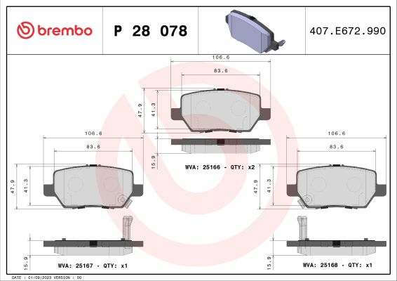 A.B.S. P 28 078 BREMBO Bremsbelagsatz, Scheibenbremse